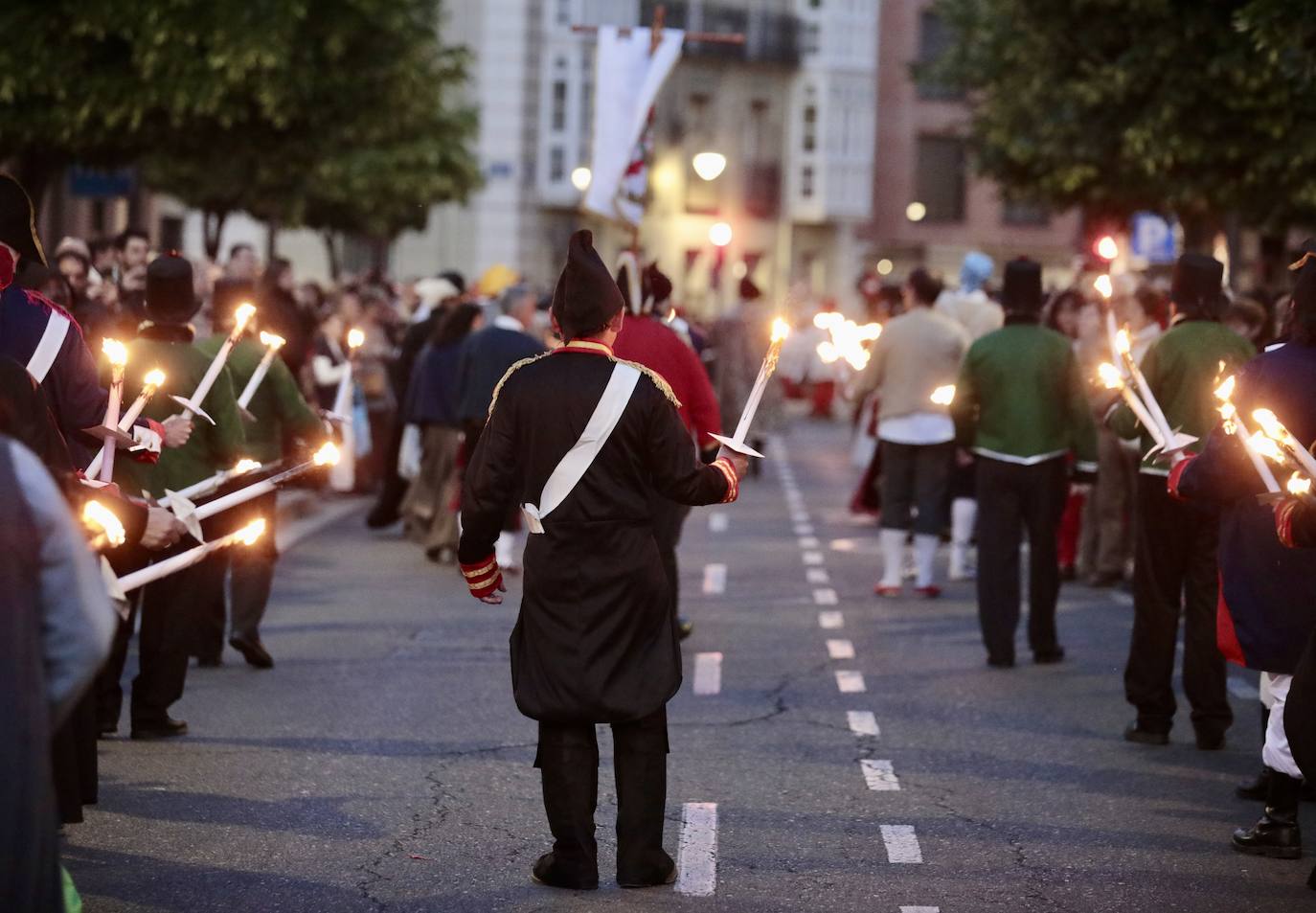 Desfile de antorchas por el quinto centenario del Palacio Real de Valladolid