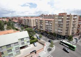 Vista aérea de la calle Cigüeña, en Pajarillos.