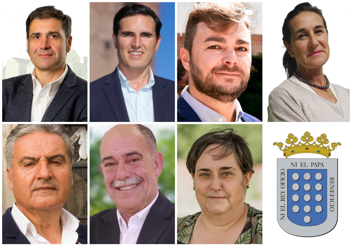 Los siete candidatos a la alcaldía de Medina del Campo.