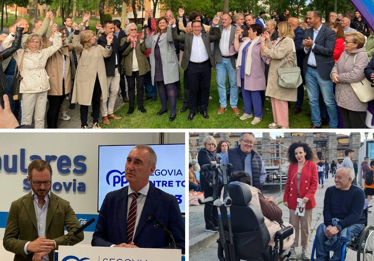 Actos del PSOE, el PP y Ciudadanos durante las horas previas al cierre de la campaña electoral.