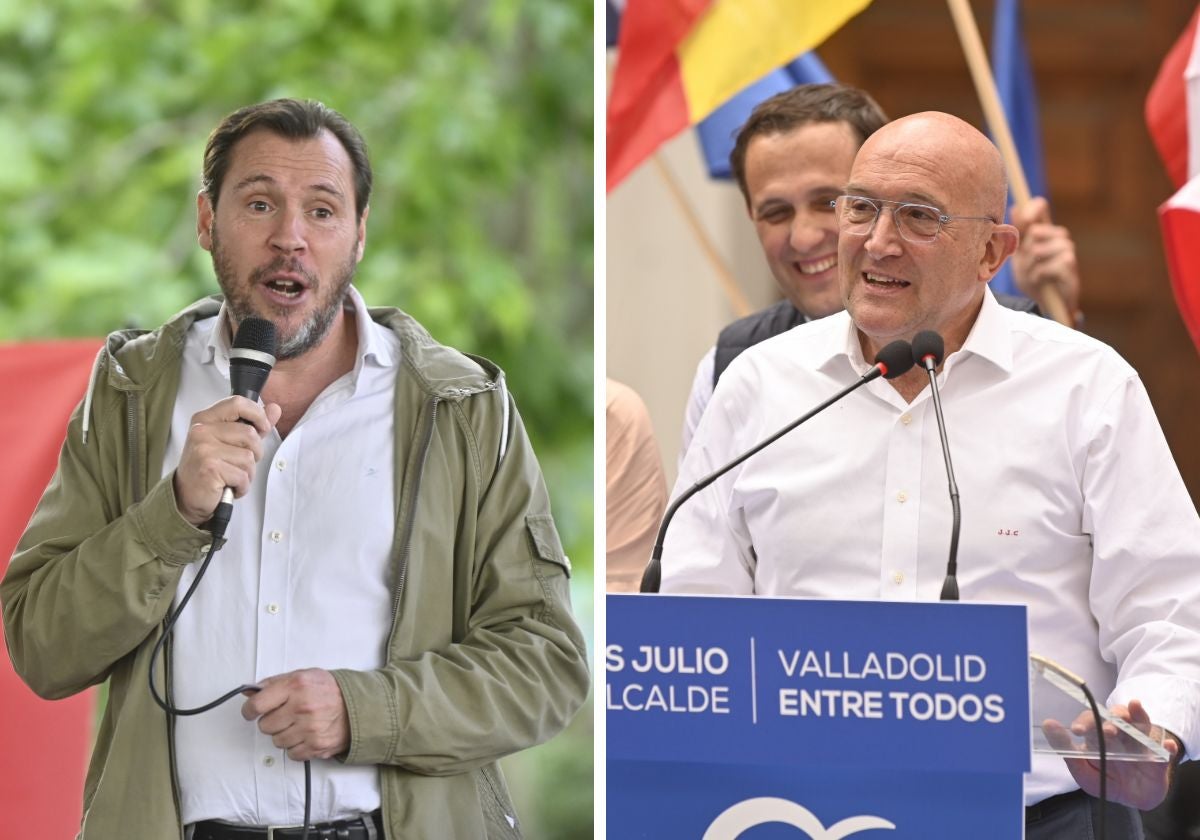 Óscar Puente y Jesús Julio Carnero, esta tarde en el cierre de campaña en Valladolid.