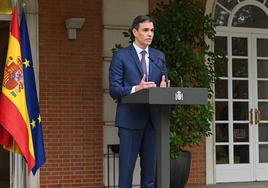 Pedro Sánchez durante la rueda de prensa celebrada ayer en la Moncloa.