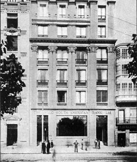 Imagen secundaria 2 - Anuncio del Banco Hispano Americano cuando se instaló en Valladolid y anuncio y sede del Anglo South American Bank, Limited.