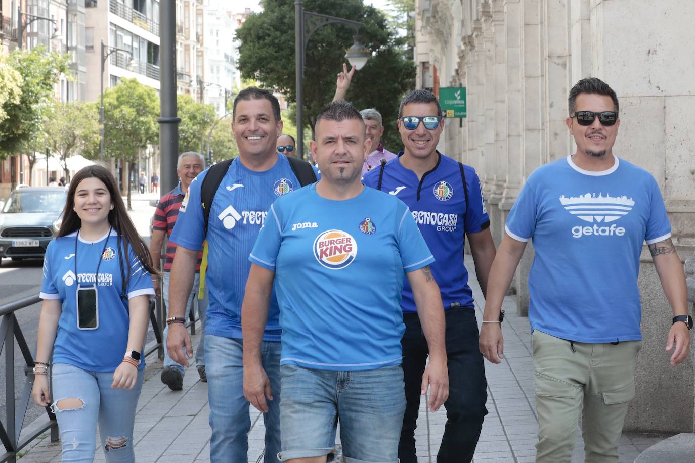 Aficionados del Getafe en Valladolid para animar a su equipo en el último partido de la temporada.