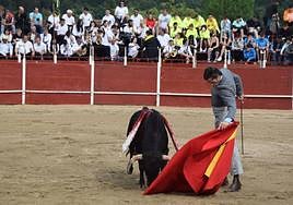 Canales Rivera, en su faena a uno de los novillos.