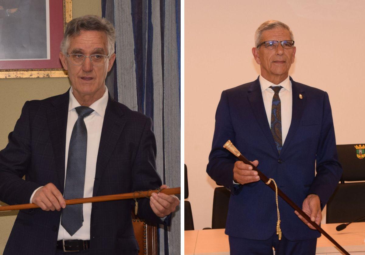 Gonzalo Pérez, con el bastón de mando en Velilla y Juan Jesús Blanco.