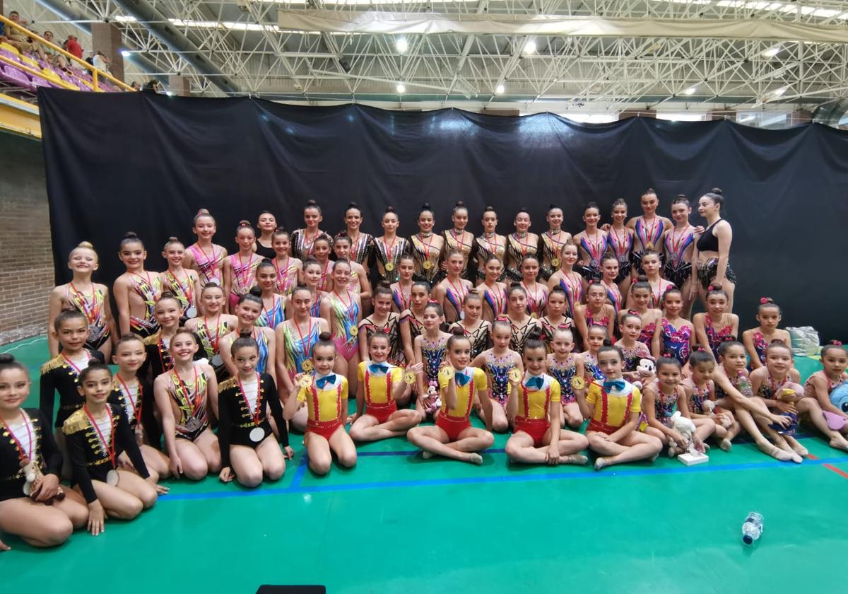 Las gimnastas del Club Deportivo La Victoria en el campeonato autonómico.