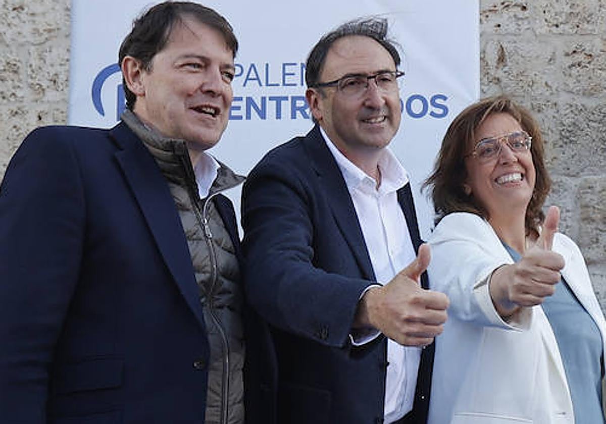 Mañueco, Polanco y Armisén, en un reciente mitin en Palencia.