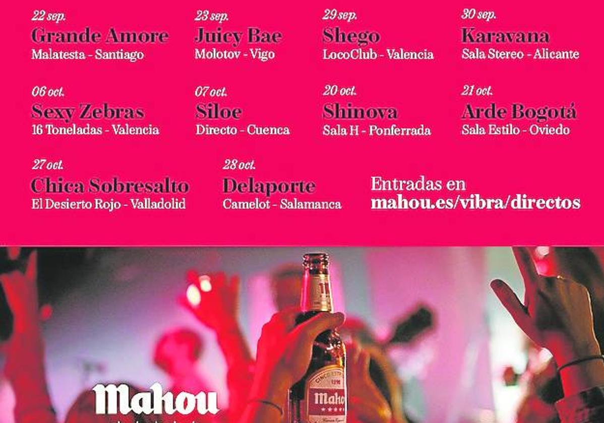 Directos Vibra Mahou llega a Castilla y León en octubre con Delaporte, Chica Sobresalto y Shinova