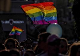 La bandera arcoíris, en la manifestación de Valladolid.