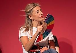 Yolanda Díaz, junto a María Sánchez y Marina Echebarría, la cabeza de lista al Senado de Sumar en Valladolid