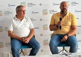 El presidente de la Federación de Atletismo de Castilla y León, Gerardo García, y el concejal de Deporte del Ayuntamiento de Segovia, Jesús Garrido.