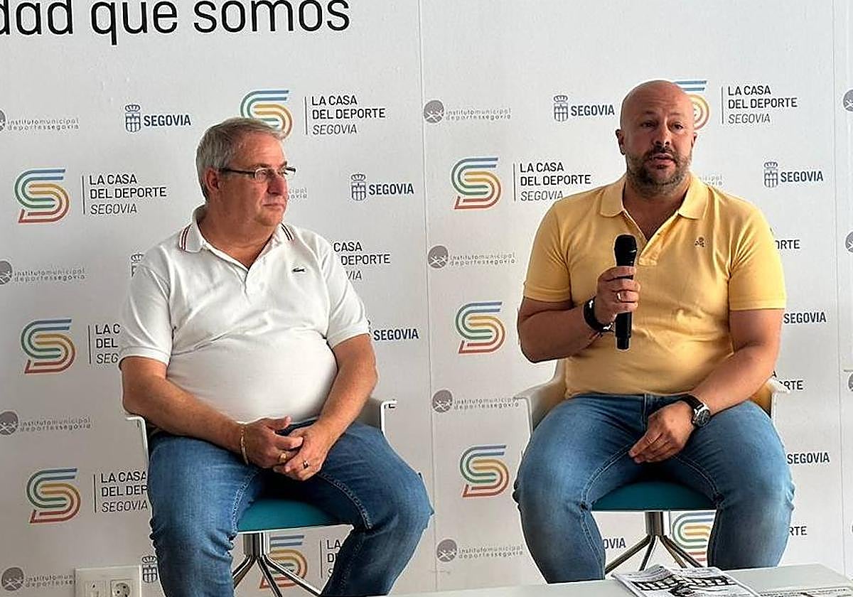El presidente de la Federación de Atletismo de Castilla y León, Gerardo García, y el concejal de Deporte del Ayuntamiento de Segovia, Jesús Garrido.