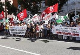 Trabajadores de los servicios sociosanitarios privados, en la protesta.