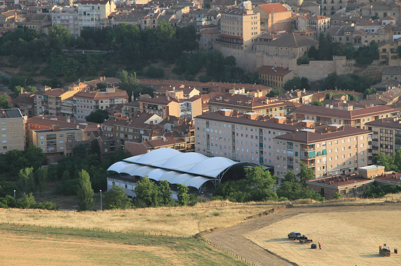 Vista aérea de la estación de autobuses de Segovia.