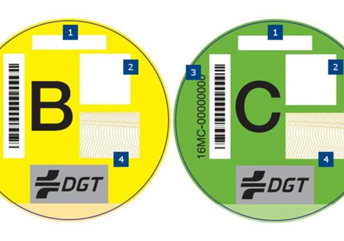 Etiquetas ambientales de la DGT.