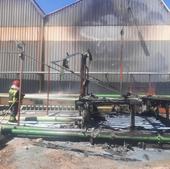 Arde una torre de refrigeración de la empresa Raesa en Fuentes de Valdepero