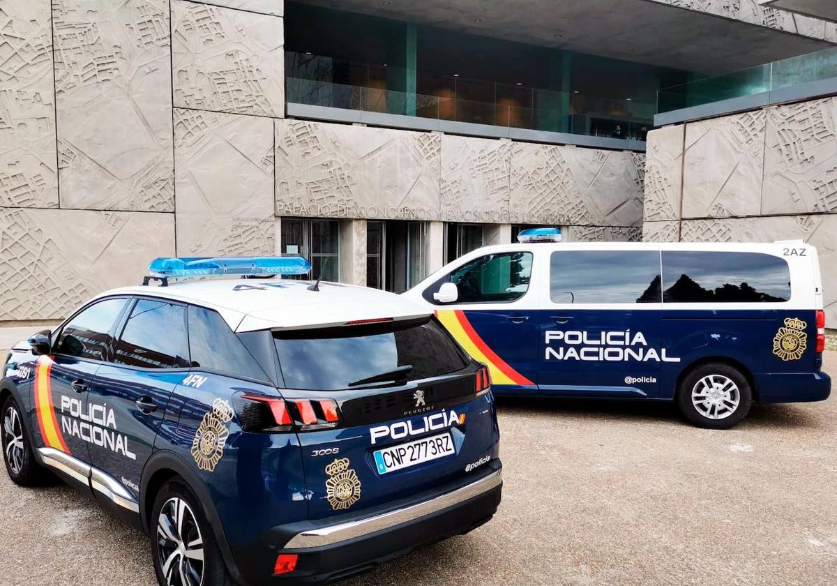 Un coche patrulla y una furgoneta de la Policía Nacional.