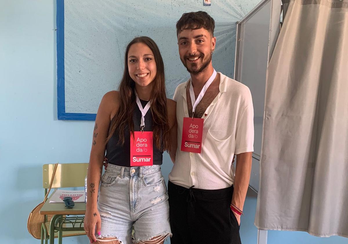 Aitor Martínez y Adriana Villar, apoderados de Sumar y militantes de IU-Alternativa Tordesillas.