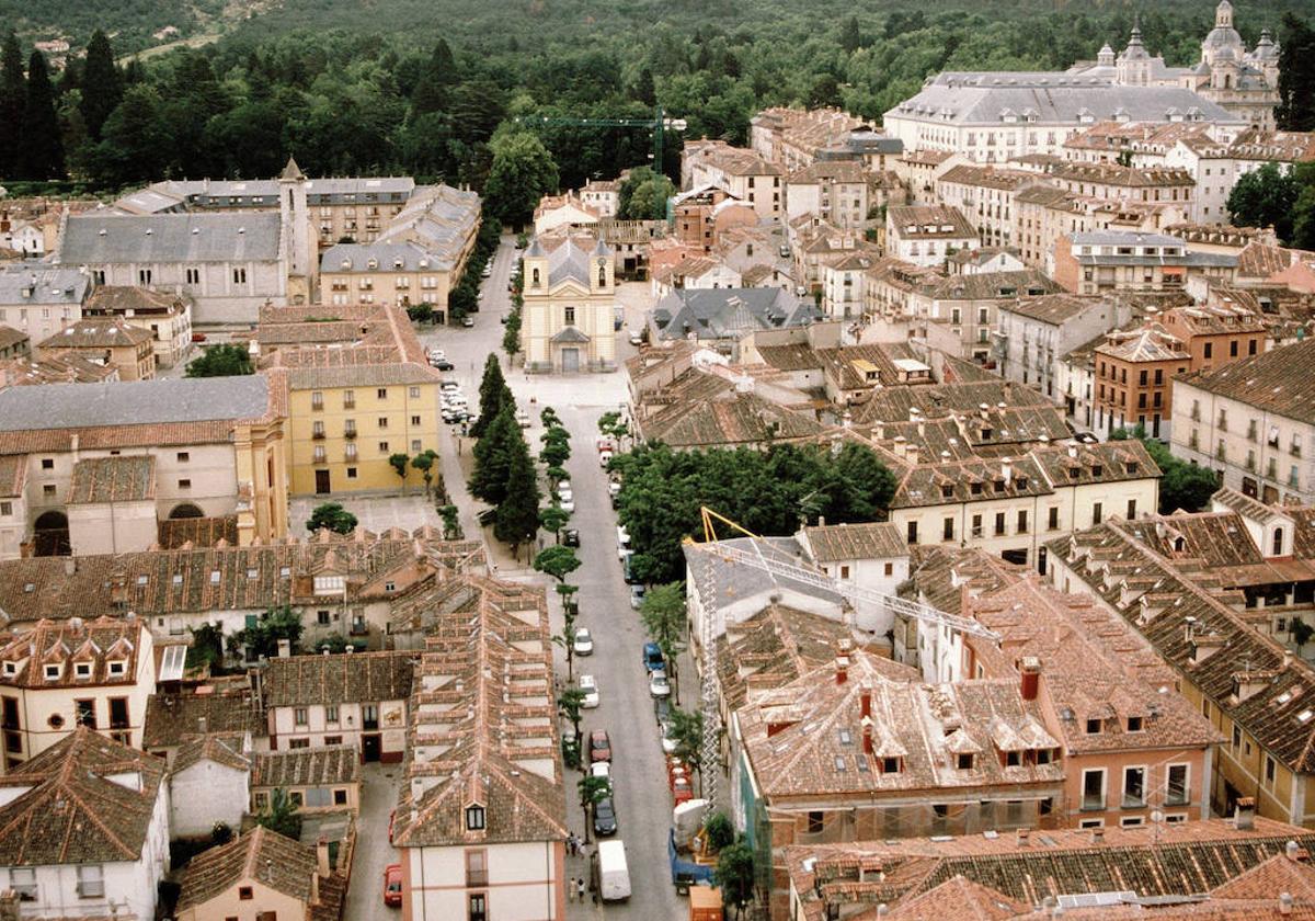 Vista aérea de parte del casco urbano del Real Sitio de San Ildefonso.