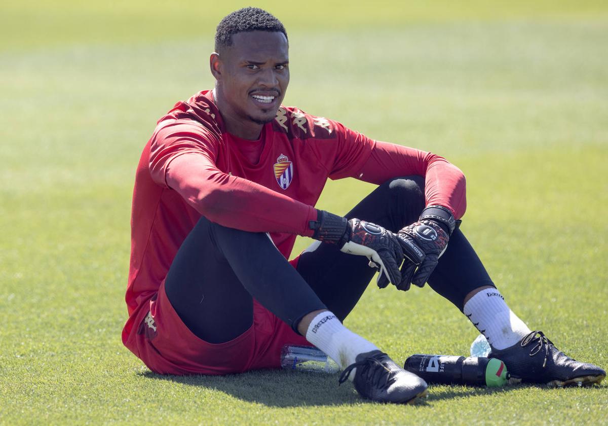 John Maciel durante su primer entrenamiento con el Real Valladolid.