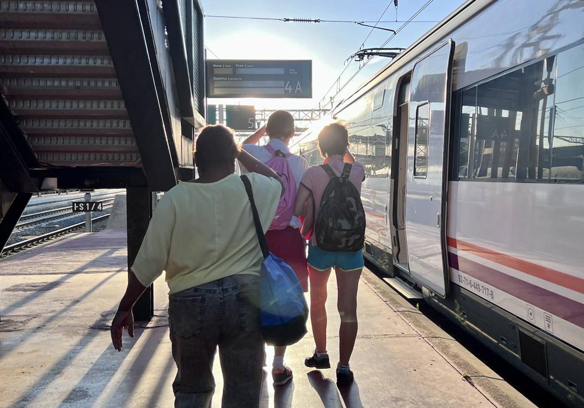 Varios pasajeros llegan en tren a la estación Valladolid Campo Grande.