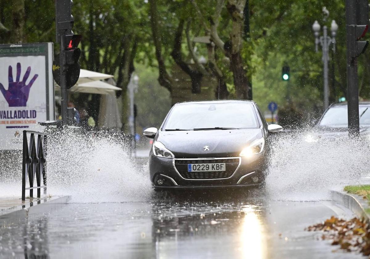 Balsas de agua en el Paseo de Zorrilla.