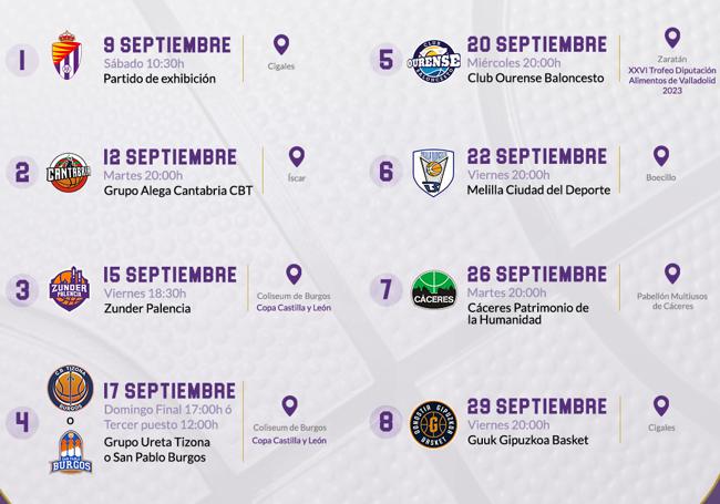 Calendario de partidos amistosos.