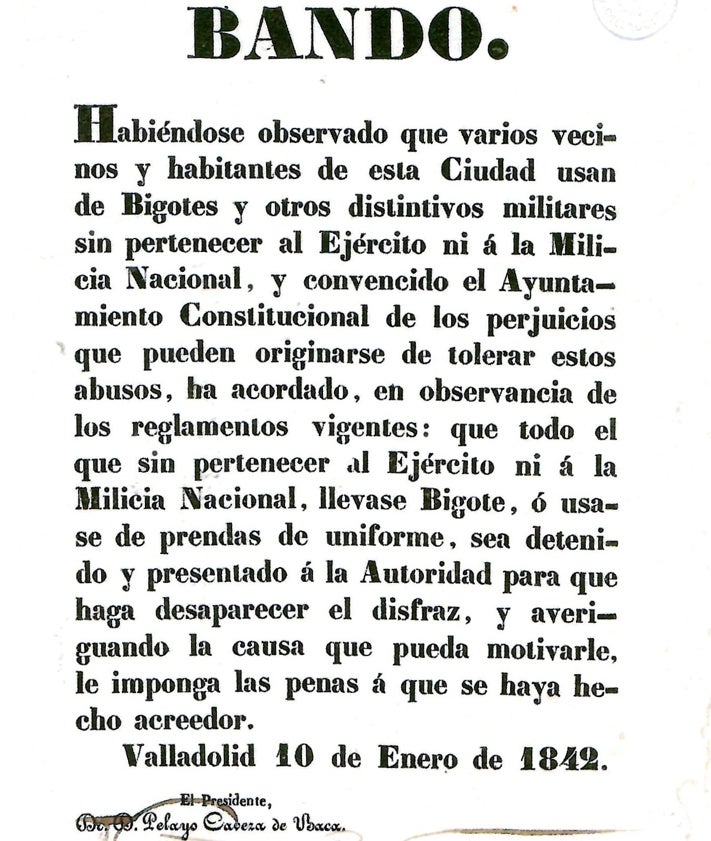 Imagen secundaria 2 - Arriba, soldados españoles de Infantería y Caballería en el siglo XIX; abajo, acera de San Francisco a mediados del XIX y el bando de 1842.