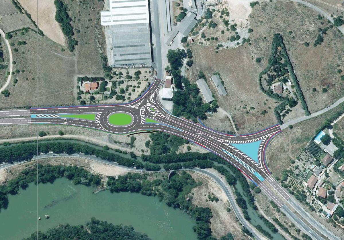 Mapa de la nueva intersección de acceso al polígono industrial El Berrocal.