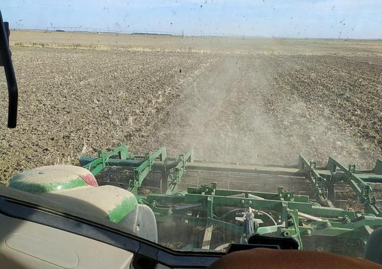 Un agricultor prepara la tierra para sembrar trigo en La Moraña.