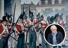 Recreación de la llegada de las tropas de Wellington a Boecillo y el escritor Ken Follett.