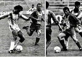 Dos fotografías de la visita del partido disputado por el FC Andorra en el José Zorrilla en octubre de 1992.