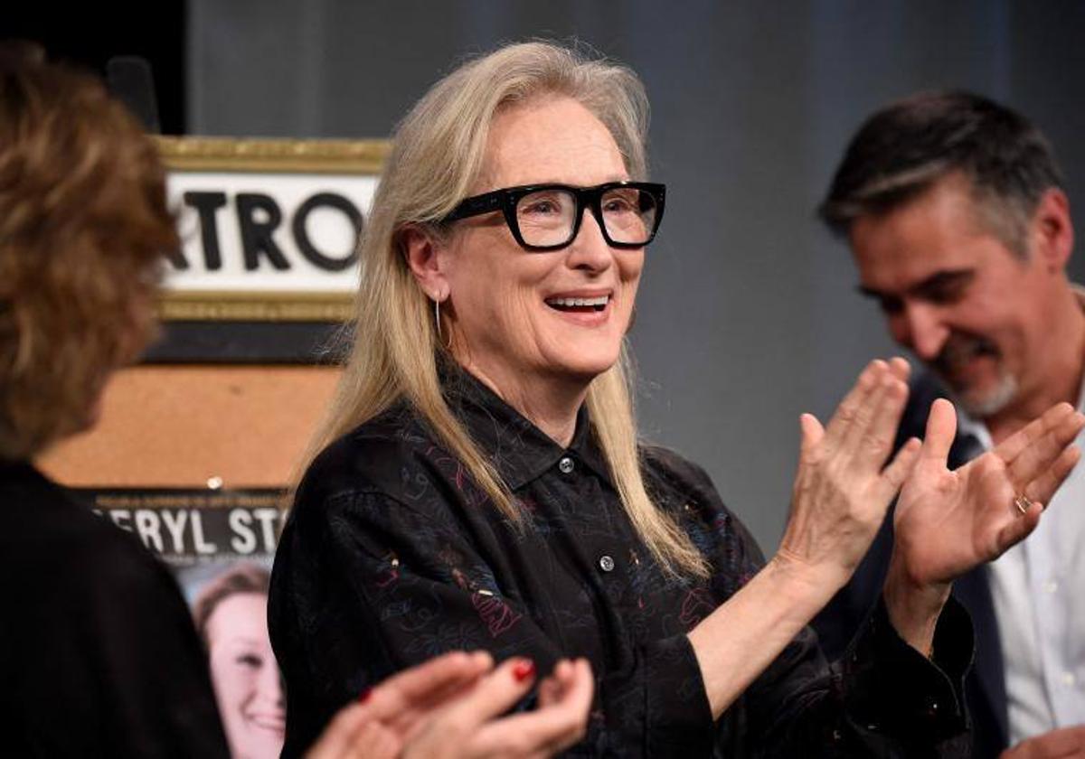 Meryl Streep, durante su visita a la Escuela Superior de Arte de Gijón.