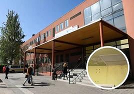 Centro de Especialidades de Arturo Eyries, en una imagen de archivo y las goteras en su interior.