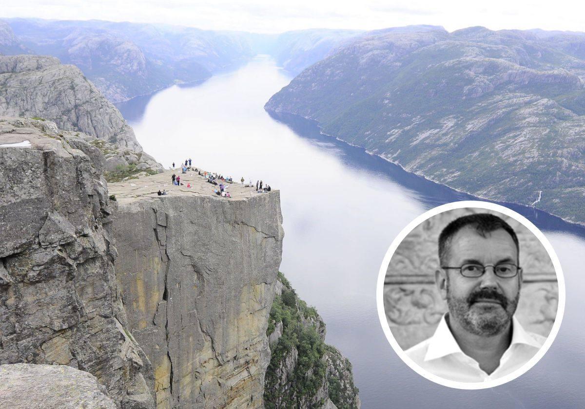 Mirador en uno de los fiordos noruegos más famosos y Bernd Brunner, autor de 'La invención del norte'.