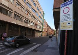 Señal indicativa de cámaras de tráfico en la zona centro de Palencia.