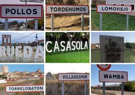 Carteles con algunos de los nombres curiosos de los pueblos de la provincia