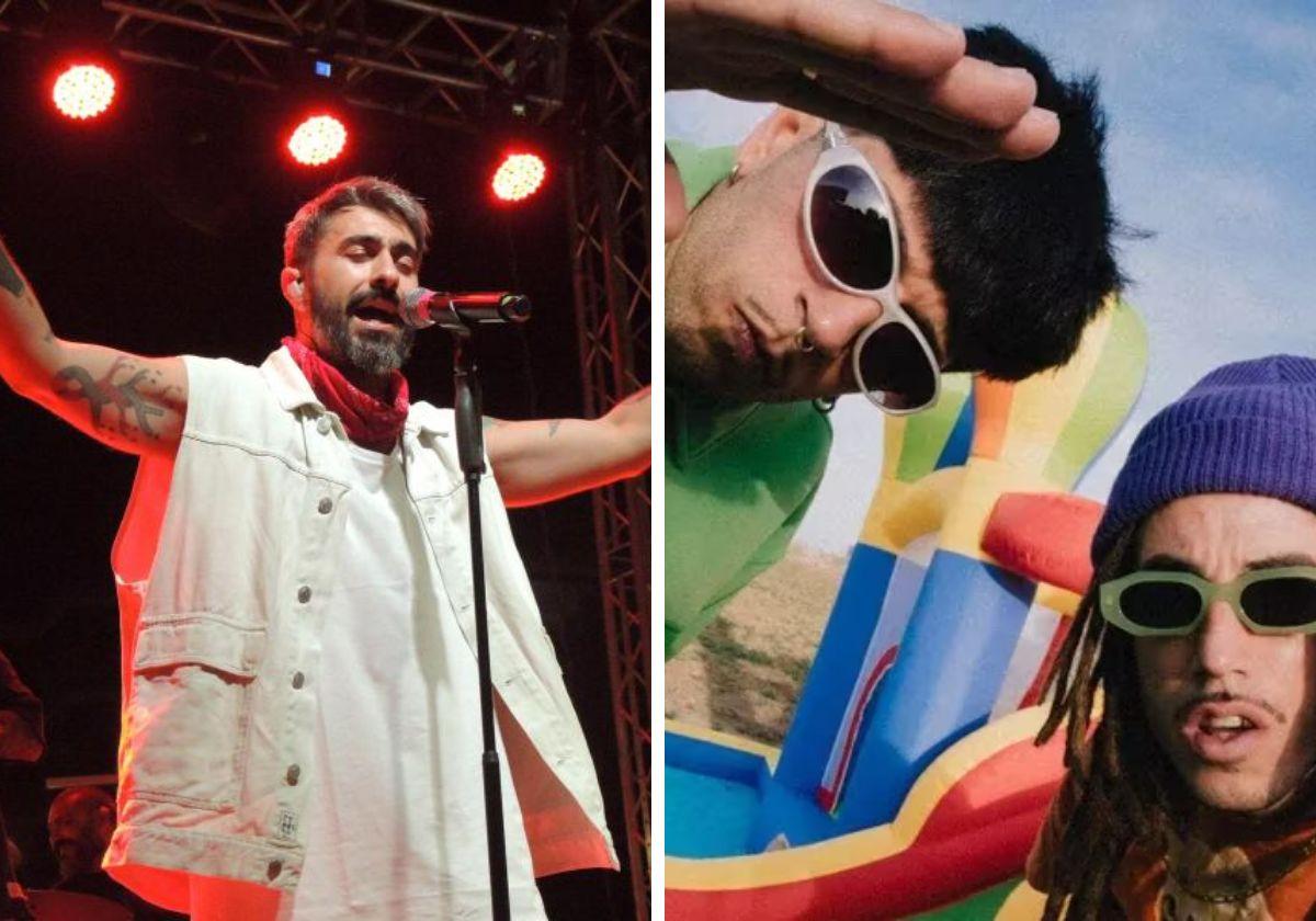 El cantante Rayden y los raperos Bejo y Cráneo.