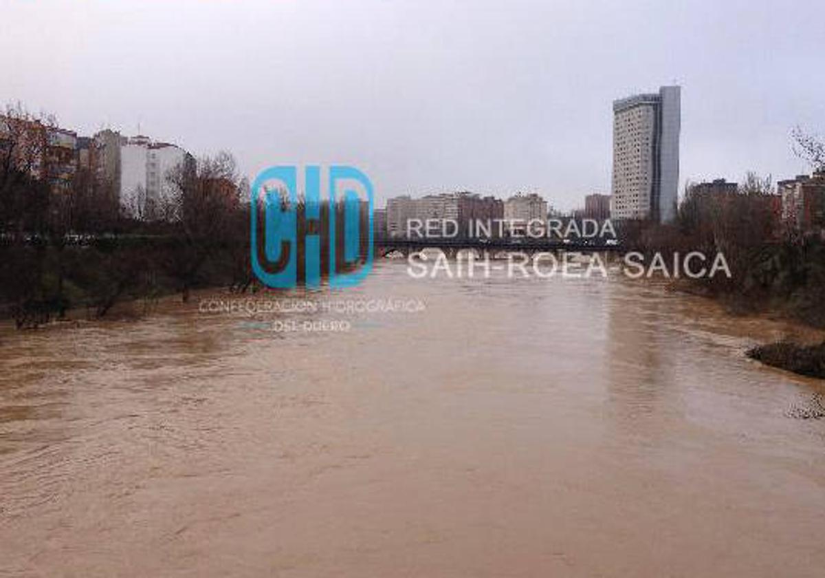 Estado del Pisuerga a media tarde del martes en una imagen tomada por la CHD.