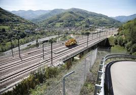 Obras de la variante de Pajares de la alta velocidad en Lena (Asturias).