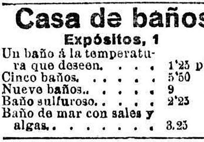 Anuncio de la casa de baños de la calle Expósitos en 1926.