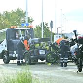 Un motorista, herido en un accidente en el puente de la Hispanidad