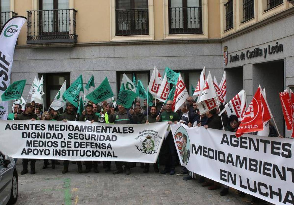 Protesta de los agentes medioambientales, el pasado día 10 en Segovia.