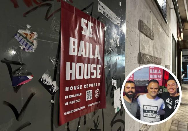 Uno de los carteles que aparecieron colgados en la ciudad para promocionar el evento. En detalle, los miembros del colectivo House Republic.