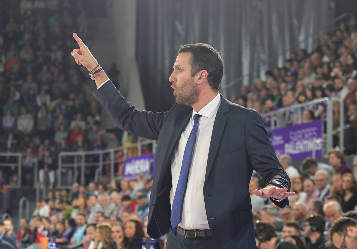 Marco Justo, en el partido del sábado pasado en el Pabellón de Palencia con el UCAM Murcia.