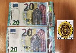 Billetes faltos que Daniel Vallejo intentaba presuntamente introducir en Valladolid.