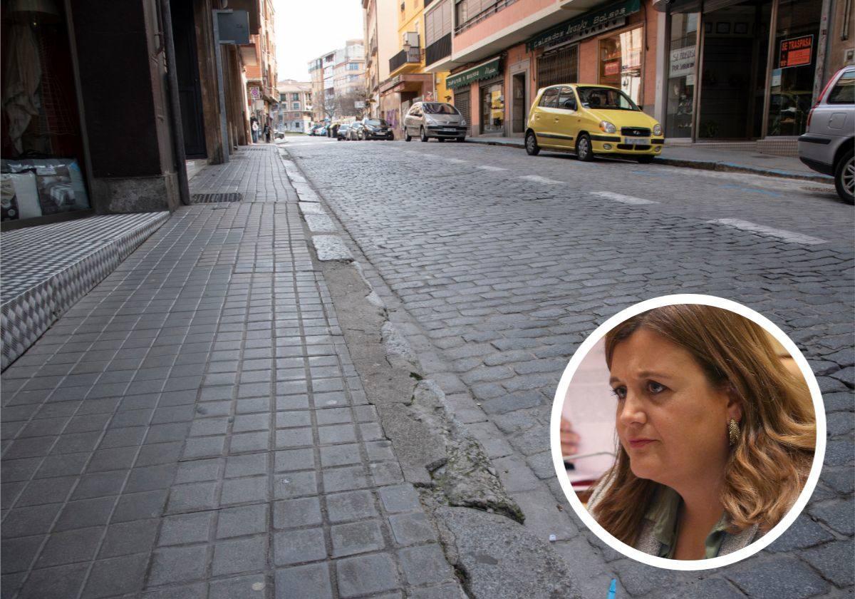 Calle Blanca de Silos. A la derecha, Clara Martín.