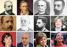 De izquierda a derecha, Gaspar Núñez de Arce, Evaristo Pérez de Castro, Claudio Moyano, César Silió, Germán Gamazo, José Muro, Santiago Alba, María Jesús San Segundo, Soraya Sáenz de Santamaría, Jorge Fernández Díaz, Isabel García Tejerina y Reyes Maroto.