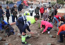 Un momento de la plantación.